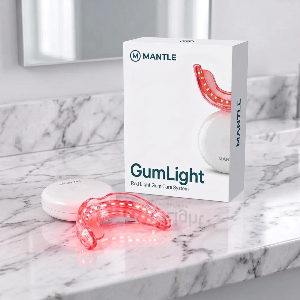 GumLight on a bathroom counter