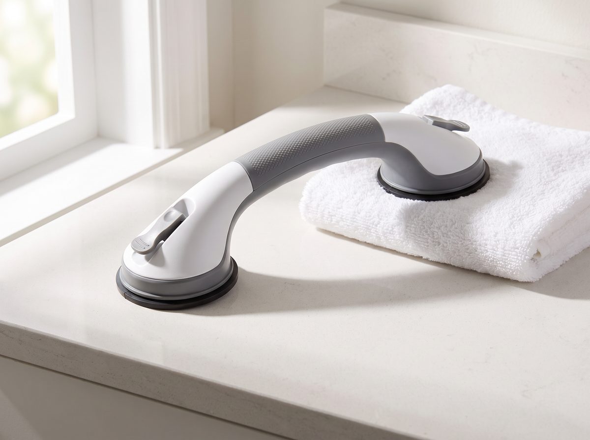 A Mantle Grip safety handle on a bathroom counter