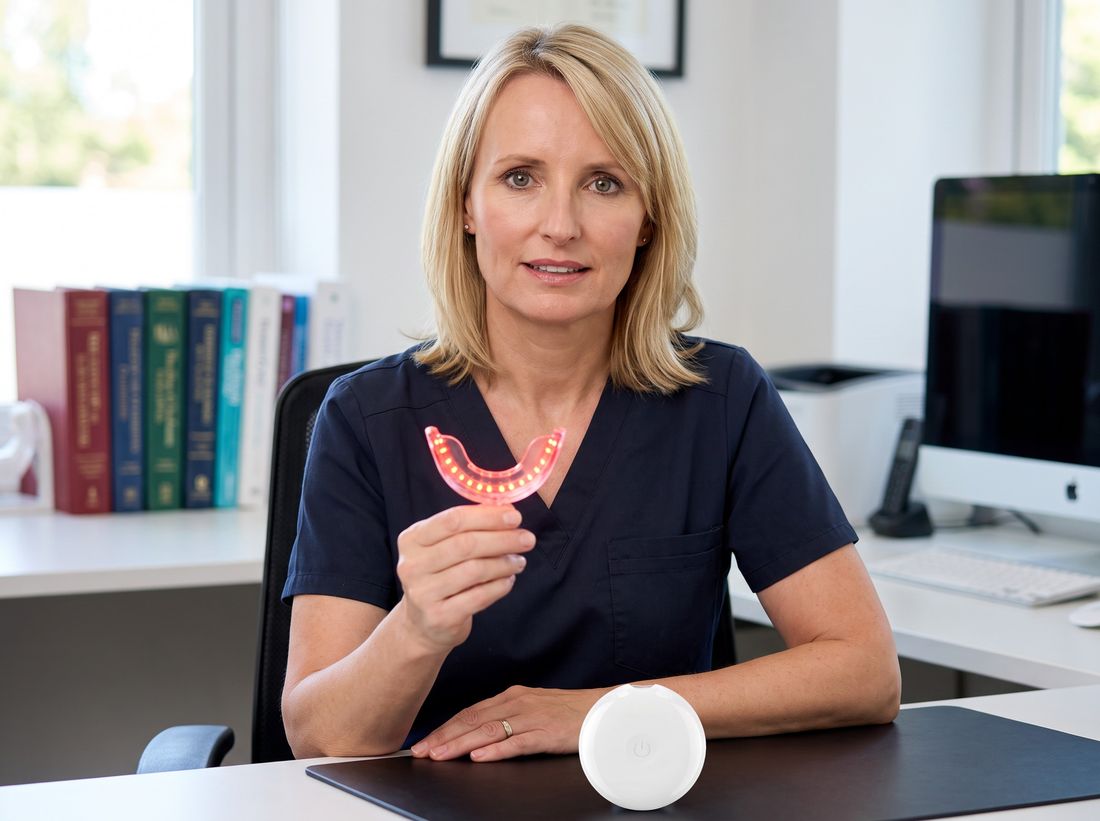 Dr. Elena Matthews holding GumLight