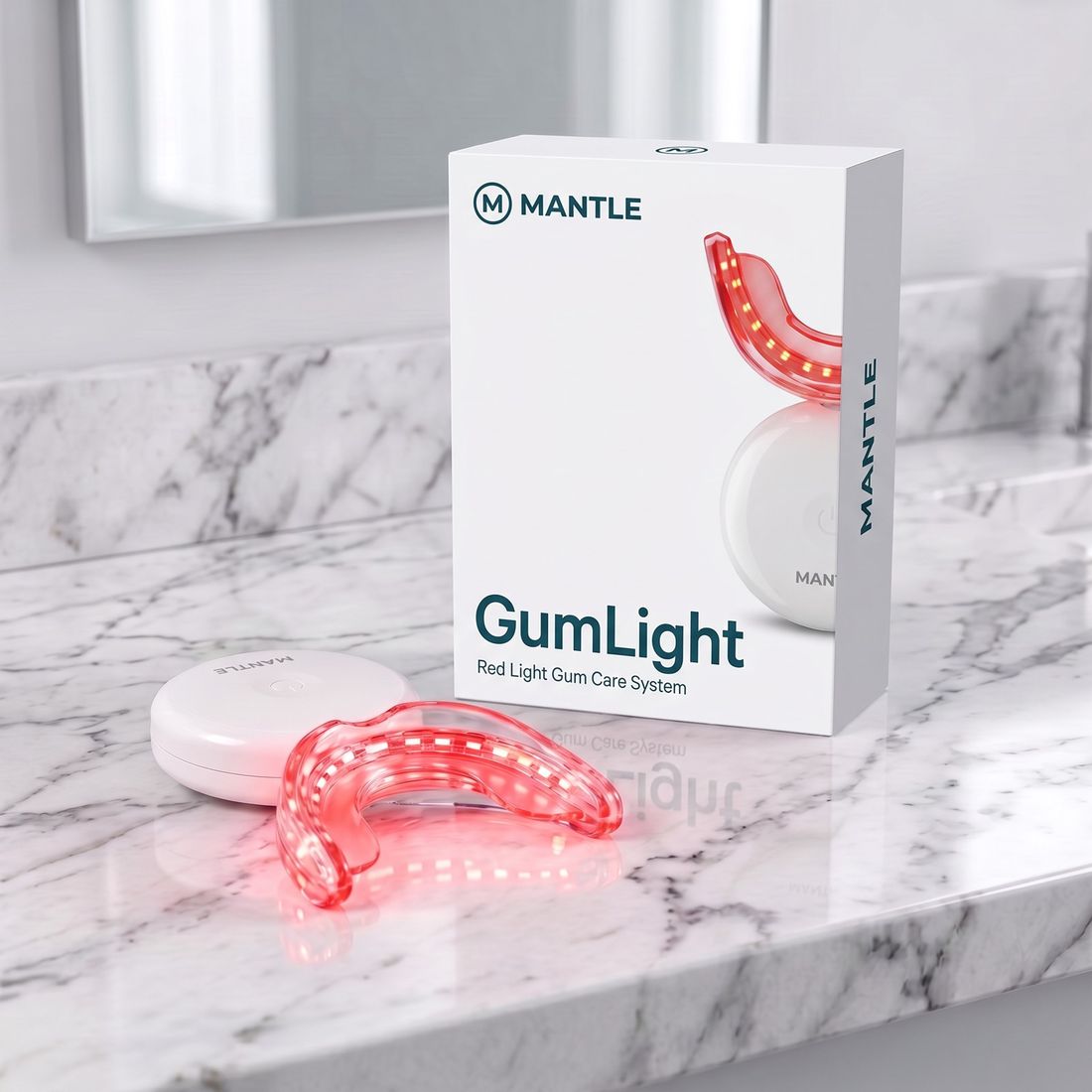 GumLight on a bathroom counter